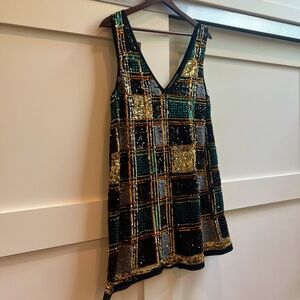 zara sequin checker dress 70s party